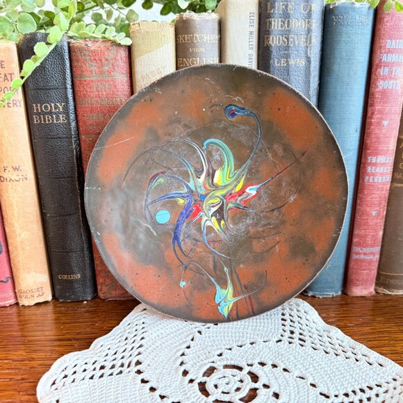 MCM 1960's Pollack Inspired Enamel Copper Plate - Picture 6 of 10
